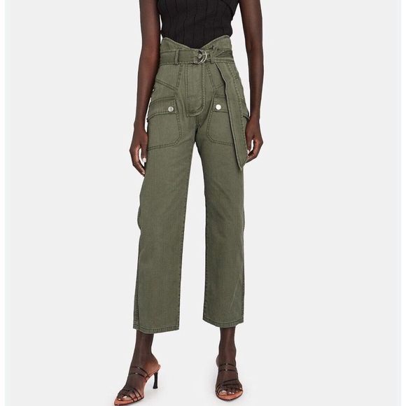 Marissa Webb Pants - MARISSA WEBB Pants Womens 10 Cargo Straight Leg Crop High Rise Thomas Olive